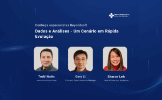 Especialistas da Beyondsoft — Todd Watts, Gary Li e Sharon Loh — participam de evento sobre dados e análises em rápida evolução.